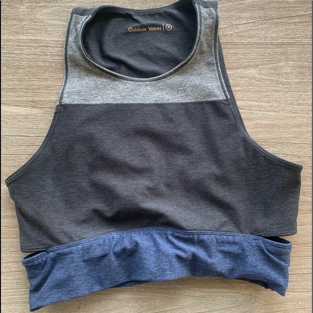 Gray/Navy Outdoor Voices Crop Top